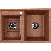 Кухонная мойка Aquaton Делия 78 DBL Терракотовая арт-1A723132DE270 — фото 1, Кухонные мойки