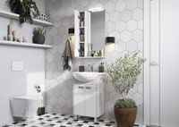 Зеркальный шкаф Aquaton Бекка PRO 50 с подсветкой Белый Дуб сомерсет арт-1A214502BAC20 — фото 4, Зеркальные шкафы в ванную