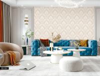 Обои Roberto Borzagi King Винил на флизелине (1,06*10) Серый/Бежевый, Дамаск арт-90118-4 — фото 2, Обои для стен