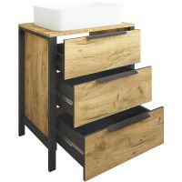 Тумба под раковину Sanflor Гард 70/2 Дуб крафт золотой Черный арт-С22582 — фото 2, Тумбы под раковину