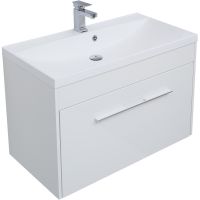 Тумба под раковину Aquanet Августа 90 подвесная Белый глянец арт-274019 — фото 1, Тумбы под раковину