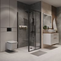 Душевой уголок Niagara Nova 90х90 профиль Черный матовый стекло прозрачное арт-NG-84-9AB-A90B-34 — фото 2, Квадратные душевые уголки