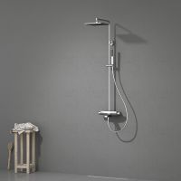 Товар: Душевая система Teska Mira с термостатом Хром Белое стекло арт-DK3601C - фото 3 Душевая система Teska Mira с термостатом Хром Белое стекло арт-DK3601C — фото 3, Душевые стойки