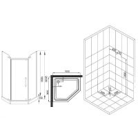 Душевой уголок Esbano ESR-8170 100x100 профиль Хром стекло рифленое арт-ESUGR8170 — фото 9, Душевые уголки трапеция