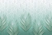 Фреска Ortograf Forma 32601 Фактура флок FLK Флизелин (4*2,7) Бирюзовый, Геометрия/Листья арт-32601 (флок FLK) — фото 2, Фрески