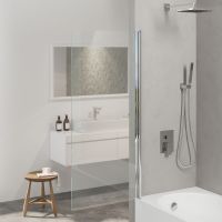 Шторка на ванну Berges River S 90х145 профиль Хром стекло прозрачное арт-065012 — фото 2, Шторки для ванной распашные