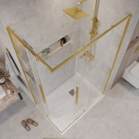 Душевой уголок Grossman Galaxy 90х70 профиль Золото сатин стекло прозрачное арт-300.K33.01.9070.32.00 — фото 4, Прямоугольные душевые уголки