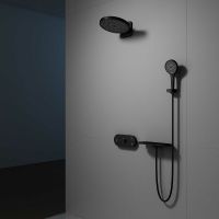 Душевая система Vincea Futura с термостатом Черная матовая арт-VSFW-2F12TMB — фото 2, Встраиваемые душевые комплекты