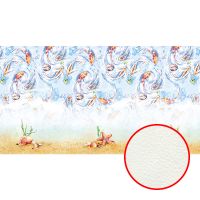 Фреска Ortograf Flora 31255 Фактура флок FLK Флизелин (5*2,7) Голубой/Бежевый/Оранжевый, Рыбы арт-31255 (флок FLK) — фото 1, Фрески