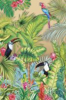 Фреска Ortograf Its Jungle 33672 Фактура бархат FX Флизелин (2*3) Бежевый/Разноцветный, Листья/Птицы/Цветы арт-33672 (бархат FX) — фото 2, Фрески