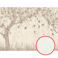 Фреска Ortograf Chinoiserie 33939 Фактура флок FLK Флизелин (4*3) Бежевый, Деревья/Цветы/Птицы арт-33939 (флок FLK) — фото 1, Фрески