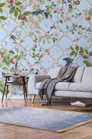 Фреска Ortograf Aurora 34126 Фактура бархат FX Флизелин (4*2,7) Голубой/Разноцветный, Цветы/Птицы арт-34126 (бархат FX) — фото 3, Фрески