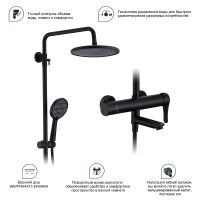 Душевая система Splenka Черная матовая арт-S223.24.06 — фото 10, Душевые стойки