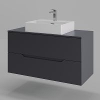 Тумба с раковиной Orange Line 100 подвесная Графит матовый арт-Li-100TugMDF+B04-500W — фото 2, Тумбы с раковиной