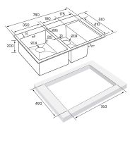 Кухонная мойка Paulmark Kroner 78/2SF Вороненая сталь арт-PM227851-GML — фото 3, Кухонные мойки