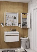 Подвесной шкаф Aquaton Марти 35 Белый глянцевый Дуб эндгрейн арт-1A270203MY010 — фото 6, Шкафы для ванной