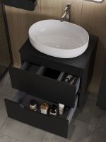 Тумба с раковиной Orange Line 60 подвесная Черная матовая арт-Li-60TubMDF+B05-520W — фото 4, Тумбы с раковиной