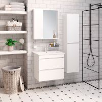 Зеркало со шкафом Runo Манхэттен 65 Белое арт-00-00001044 — фото 4, Зеркальные шкафы в ванную