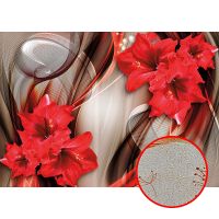 Фреска Ortograf 3D 6715 Фактура бархат золото FX-G Флизелин (3,8*2,7) Серебряный/Красный, Цветы/Абстракция арт-6715 (бархат золото FX-G) (бархат золото FX-G) — фото 1, Фрески