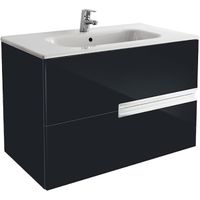 Тумба под раковину Roca Victoria Nord Black Edition 80 подвесная 2 ящика Черная арт-ZRU9000097 — фото 1, Тумбы под раковину