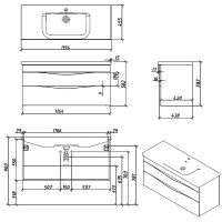 Тумба под раковину Caprigo Lento 120 подвесная Серая матовая арт-36216-SF028 — фото 5, Тумбы под раковину