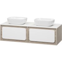 Тумба с раковиной Misty Дубль 150 подвесная Белый Дуб Галифакс арт-УТ000014442 — фото 1, Тумбы с раковиной