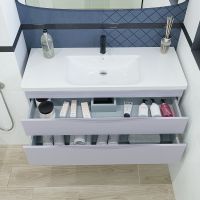 Тумба под раковину Caprigo Lento 120 подвесная Серая матовая арт-36216-SF028 — фото 3, Тумбы под раковину