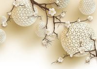 Фреска Ortograf 3D 6699 Фактура флок FLK Флизелин (3,8*2,7) Бежевый, Цветы/Абстракция арт-6699 (флок FLK) — фото 2, Фрески