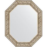 Зеркало Evoform Polygon 100х80 в багетной раме - Барокко серебро 106 мм арт-BY 7248 — фото 1, Зеркала в ванную комнату