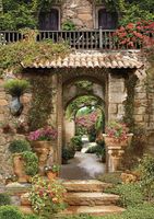 Фреска Ortograf Городской пейзаж 30731 Фактура флок FLK Флизелин (1,9*2,7) Бежевый/Зеленый, Город/Цветы арт-30731 (флок FLK) — фото 2, Фрески