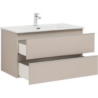 Тумба под раковину Aquanet Вега 90 подвесная Бежевая арт-329586 — фото 4, Тумбы под раковину