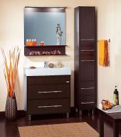 Зеркало Бриклаер Чили 80 с подсветкой Венге арт-4627125415067 — фото 5, Зеркала в ванную комнату