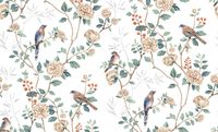 Обои Andrea Rossi Cheradi Винил на флизелине (1,06*10,05) Белый/Зеленый/Коричневый, Птицы/Цветы арт-54396-1 — фото 3, Обои для стен