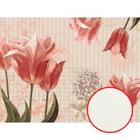 Фреска Ortograf Цветы 5485 Фактура флок FLK Флизелин (3,6*2,7) Бежевый/Розовый, Цветы/Живопись/Полоса арт-5485 (флок FLK) — фото 1, Фрески