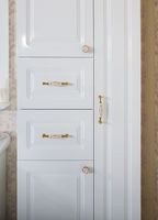 Товар: Шкаф пенал Бриклаер Анна 52 с бельевой корзиной Белый глянцевый арт-4627125411410 - фото 8 Шкаф пенал Бриклаер Анна 52 с бельевой корзиной Белый глянцевый арт-4627125411410 — фото 8, Пеналы для ванной комнаты