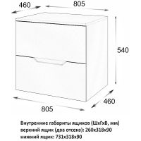 Тумба под раковину Orange Line 80 подвесная Латте матовый арт-Li-80TuLMDF — фото 4, Тумбы под раковину