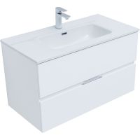 Тумба под раковину Aquanet Алвита New 90 подвесная Белая матовая арт-303920 — фото 2, Тумбы под раковину