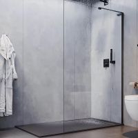 Душевая перегородка Veconi Korato KR-77B 90 профиль Черный матовый стекло прозрачное арт-KR77B-90-01-C8 — фото 1, Душевые перегородки