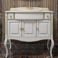 Тумба под раковину Opadiris Лаура 100 под мраморную столешницу Белая матовая с золотой патиной ручки Swarovski Хром арт-Z0000007090 — фото 1, Тумбы под раковину