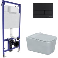 Товар: Комплект унитаза с инсталляцией Berges Floe Rimless с сиденьем Микролифт и Черной матовой клавишей смыва арт-043279 - фото 1 Комплект унитаза с инсталляцией Berges Floe Rimless с сиденьем Микролифт и Черной матовой клавишей смыва арт-043279 — фото 1, Комплекты унитаз + инсталляция