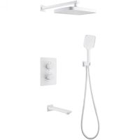 Душевая система Abber Weiss Insel с термостатом Белая арт-AF8050W — фото 1, Встраиваемые душевые комплекты