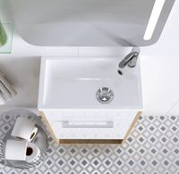 Тумба с раковиной 1MarKa Lira 40Н R Дуб сонома Белый глянец арт-У85923 — фото 3, Тумбы с раковиной