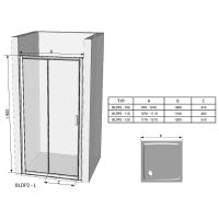 Душевая дверь Ravak Blix BLDP2-100 профиль Белый стекло Графит арт-0PVA0100ZH — фото 8, Раздвижные душевые двери