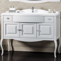 Тумба под раковину Opadiris Лаура 120 Белая матовая ручки Swarovski Хром арт-Z0000012472 — фото 1, Тумбы под раковину