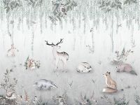 Фреска детская Ortograf Little Friends 34356 Фактура флок FLK Флизелин (4*3) Серый/Зеленый, Животные арт-34356 (флок FLK) — фото 2, Фрески