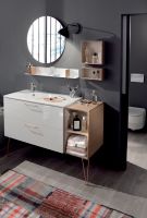 Тумба под раковину Jacob Delafon Odeon Rive Gauche 100 подвесная Дуб Табак ручки Черные арт-EB2524-R9-E52 — фото 2, Тумбы под раковину