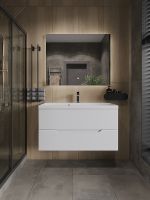 Тумба с раковиной Orange Line 100 подвесная Белая матовая арт-Li-100Tuw+RA100 — фото 4, Тумбы с раковиной