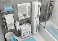 Шкаф пенал Onika Кристалл 30.18 Белый арт-403050 — фото 4, Пеналы для ванной комнаты