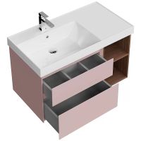 Тумба под раковину Kerama Marazzi Cubo 90 L CUB.90.2Lh\MAL.N подвесная Мальва матовый Структурированный орех арт-CUB.90.2Lh\MAL.N — фото 3, Тумбы под раковину