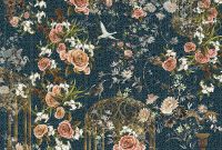 Фреска Ortograf Flora 31041 Фактура флок FLK Флизелин (4*2,7) Синий/Разноцветный, Цветы/Птицы арт-31041 (флок FLK) — фото 2, Фрески